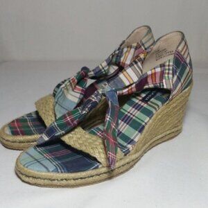 Tommy Hilfiger espadrille jute wedges green sz 8.5